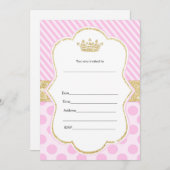 Uitnodiging Prinses Roze Goud Glitters (Voorkant / Achterkant)