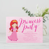 Uitnodiging Prinses Verjaardagsfeestje - Roze/Roze (Staand voorkant)