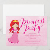 Uitnodiging Prinses Verjaardagsfeestje - Roze/Roze (Voorkant / Achterkant)