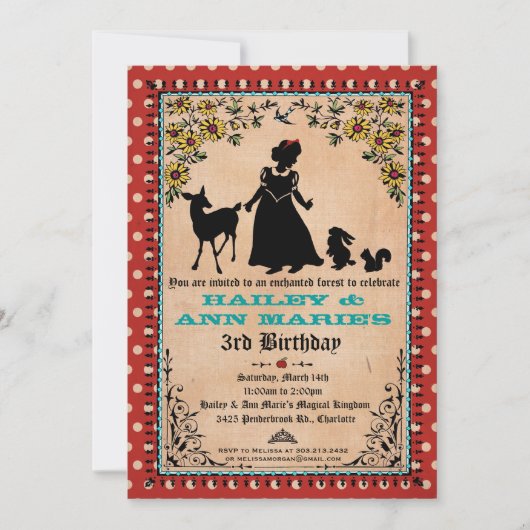 Uitnodiging prinses (voor tweelingen of twee Kinde (Voorkant)