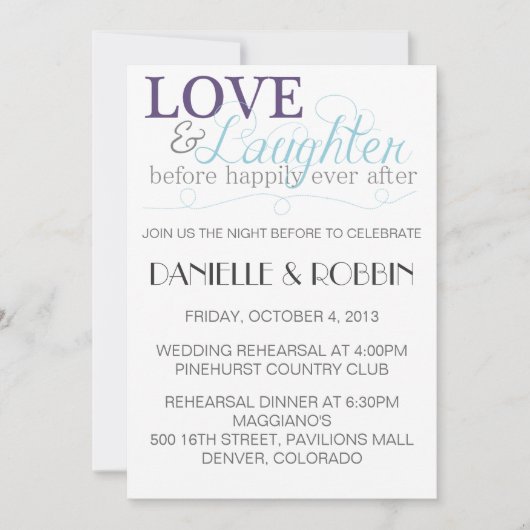 Uitnodiging proefhuwelijk Liefde & Lach (Voorkant)