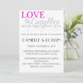 Uitnodiging proefhuwelijk met liefde en lachen (Staand voorkant)