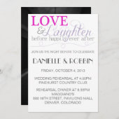 Uitnodiging proefhuwelijk met liefde en lachen (Voorkant / Achterkant)