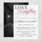 Uitnodiging proefhuwelijk met liefde & gelach (Voorkant / Achterkant)