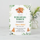 Uitnodiging proefhuwelijksdiner pizza en wings (Staand voorkant)