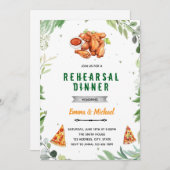 Uitnodiging proefhuwelijksdiner pizza en wings (Voorkant / Achterkant)