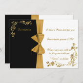 Uitnodiging Prom, zeventien Prom, elegant, goudlin (Voorkant / Achterkant)