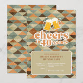 Uitnodiging "Proost 40 jaar"  geometrisch (Voorkant / Achterkant)
