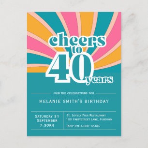 Uitnodiging "Proost 40 jaar", retro 40e bday