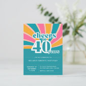 Uitnodiging "Proost 40 jaar", retro 40e bday (Staand voorkant)