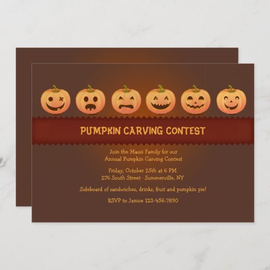 Uitnodiging Pumpkin Carving Contest (Voorkant / Achterkant)