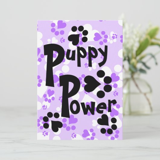 Uitnodiging - Puppy Power - Puppy Paw Prints (Staand voorkant)