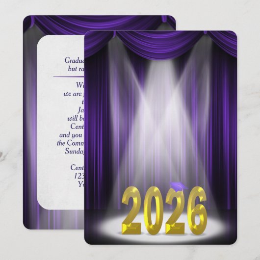 Uitnodiging Purple and Gold 2025 Afstudeerdag (Voorkant / Achterkant)