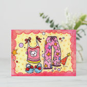 Uitnodiging Pyjamafeestje (Staand voorkant)