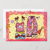 Uitnodiging Pyjamafeestje (Voorkant / Achterkant)