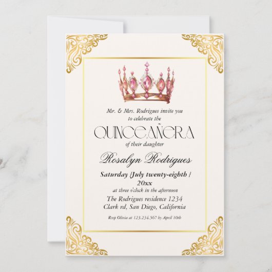 Uitnodiging Quinceanera (Voorkant)