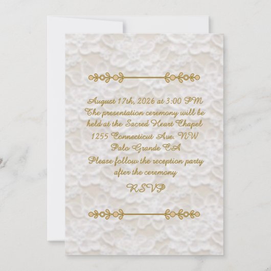 " UITNODIGING QUINCEANERA-PARTY " (Achterkant)