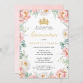 Uitnodiging Quinceañera Roze Para Editar En Españo (Voorkant / Achterkant)