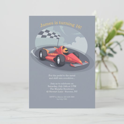 Uitnodiging raceauto (Staand voorkant)