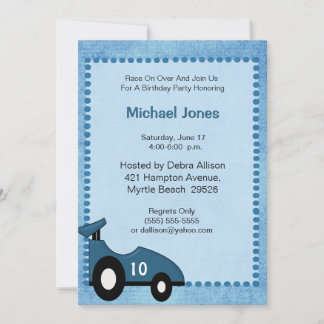 Uitnodiging racecar Birthday