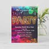 Uitnodiging Rainbow Lights Sparkle Dance Club Fees (Staand voorkant)