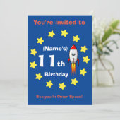 Uitnodiging - Raketschip Aangepaste Verjaardag -vo (Staand voorkant)