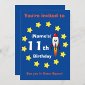 Uitnodiging - Raketschip Aangepaste Verjaardag -vo (Voorkant / Achterkant)