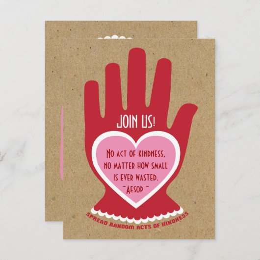Uitnodiging: Random Act of Kindness Party Uitnodiging Briefkaart (Voorkant / Achterkant)