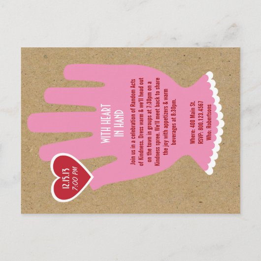 Uitnodiging: Random Act of Kindness Party Uitnodiging Briefkaart (Achterkant)