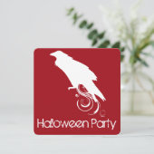 Uitnodiging Raven Red Halloween Party (Staand voorkant)