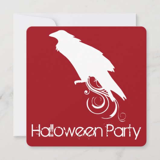 Uitnodiging Raven Red Halloween Party (Voorkant)