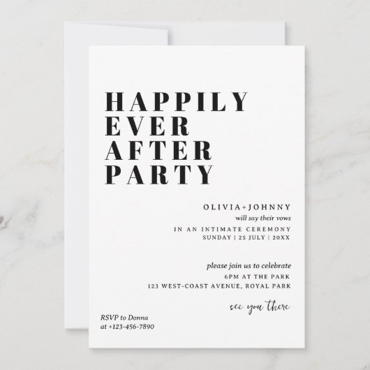 Uitnodiging receptiefeest, Happily Ever After Fees (Voorkant)