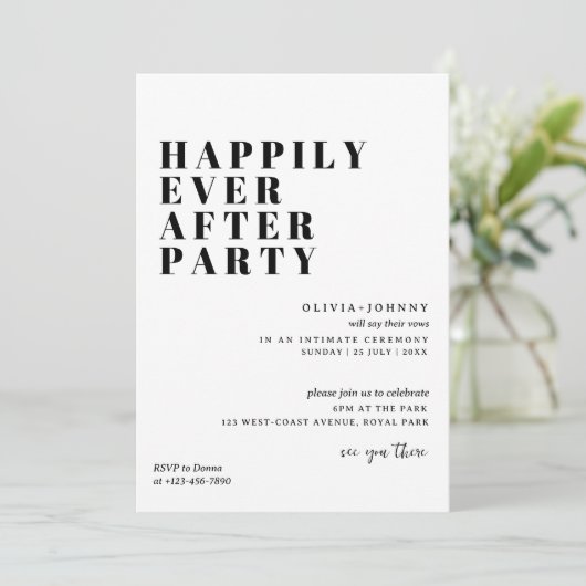Uitnodiging receptiefeest, Happily Ever After Fees (Staand voorkant)