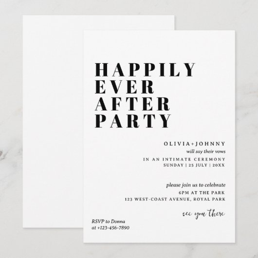 Uitnodiging receptiefeest, Happily Ever After Fees (Voorkant / Achterkant)