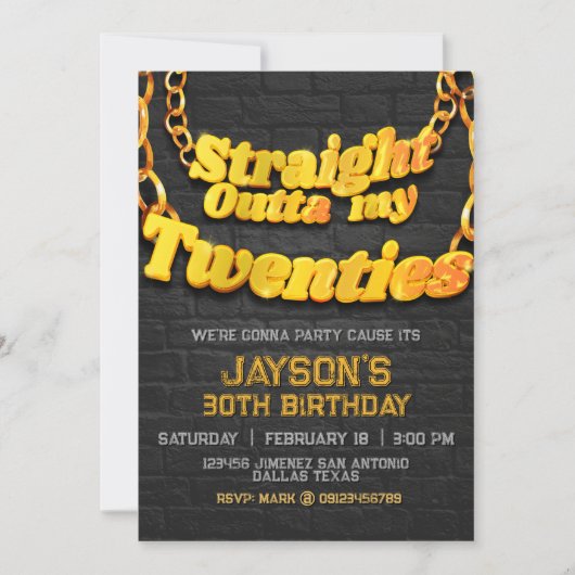 Uitnodiging recht uit mijn twintiger jaren (Voorkant)