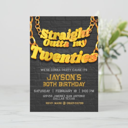 Uitnodiging recht uit mijn twintiger jaren (Staand voorkant)