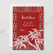 Uitnodiging Red White Asian Bamboo Art Deco (Voorkant)