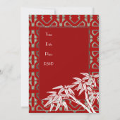 Uitnodiging Red White Asian Bamboo Art Deco (Achterkant)