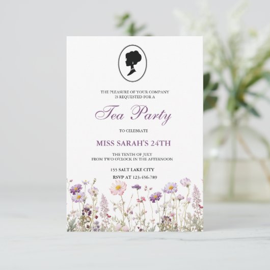 Uitnodiging Regency-tuinfeest (Staand voorkant)