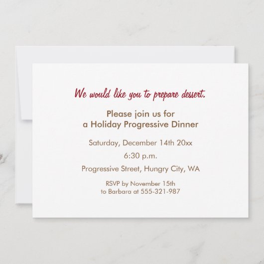 Uitnodiging rendierprogressief diner (Achterkant)