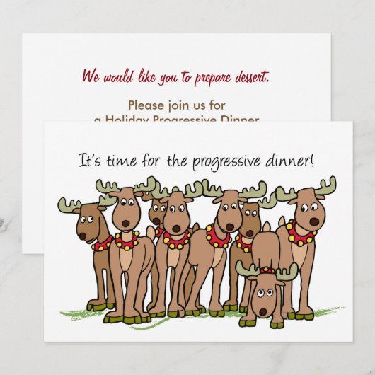 Uitnodiging rendierprogressief diner (Voorkant / Achterkant)