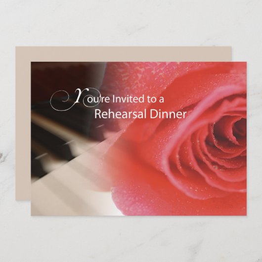 Uitnodiging, repetitie diner, Piano Roos Anniversa Kaart (Voorkant / Achterkant)