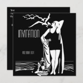 Uitnodiging  Retro Black White (Voorkant / Achterkant)