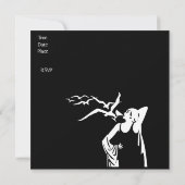 Uitnodiging  Retro Black White (Achterkant)