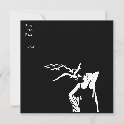 Uitnodiging  Retro Black White (Achterkant)