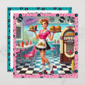 Uitnodiging Retro Diner (Voorkant / Achterkant)