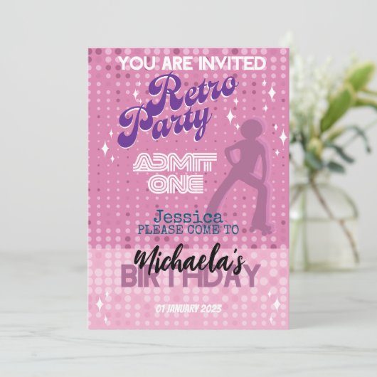 UITNODIGING RETRO FEEST (Staand voorkant)