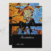 Uitnodiging  Retro Victoriaans William Morris (Voorkant / Achterkant)