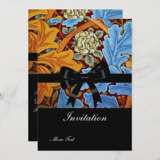 Uitnodiging Retro Victoriaans William Morris (Voorkant / Achterkant)