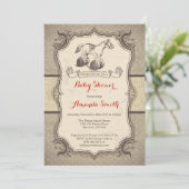 Uitnodiging  retro voor Baby shower van Rocking Ho (Staand voorkant)